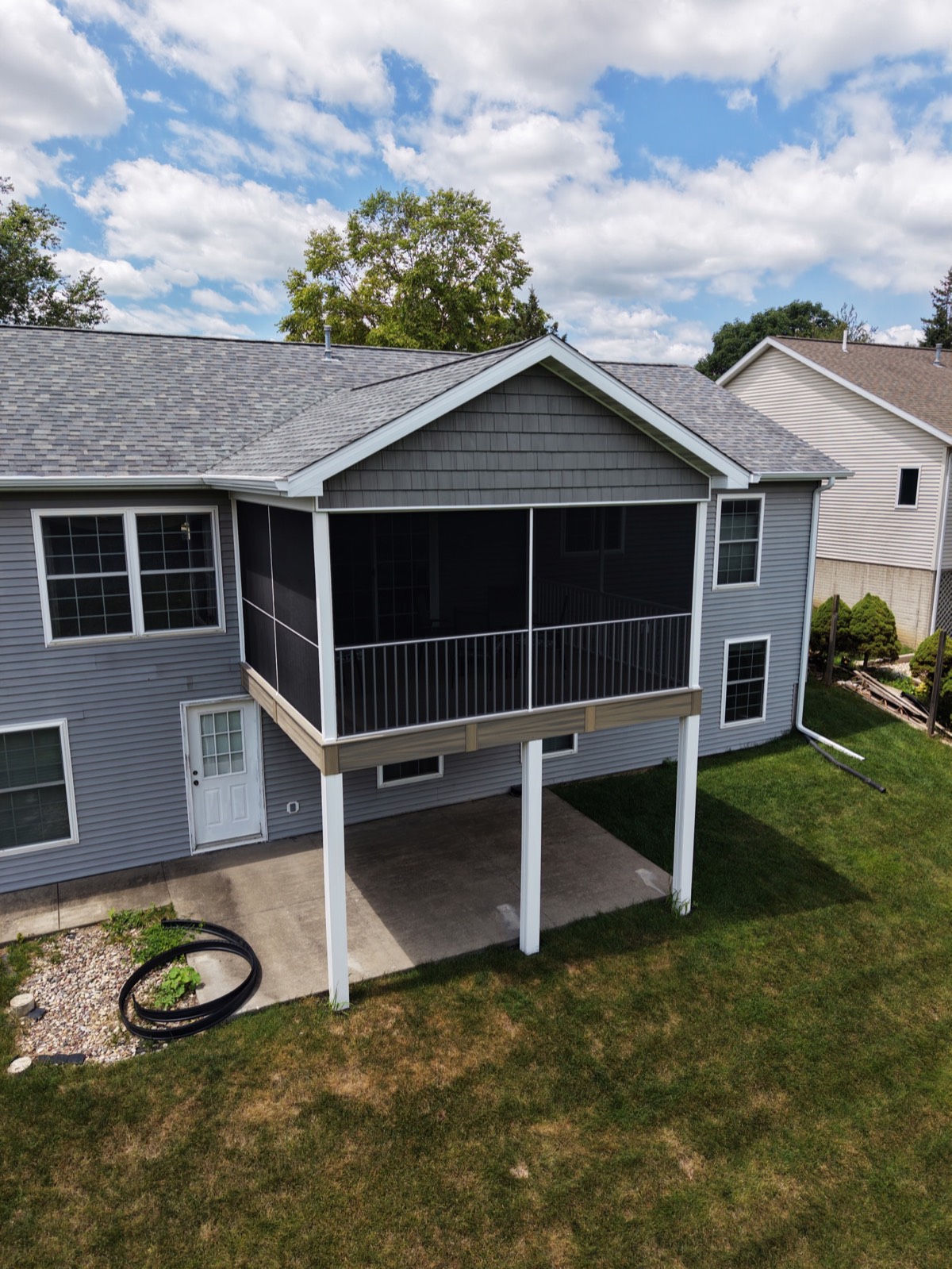 Aerial view of completed screen room